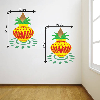 Homexa Decor | Beautiful Kalash Combo Design Wall Sticker (Size 27 x 37 cm)