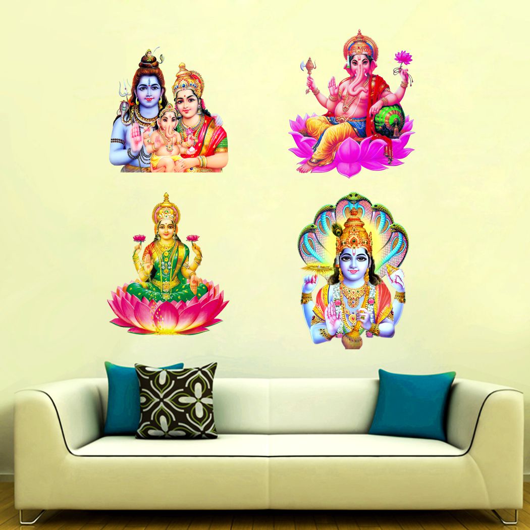 Homexa Decor | Four Bhagwan Design  Wall Sticker (Size 58 x 49 cm)