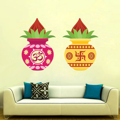 Homexa Decor | Beautiful Kalash Combo Design Wall Sticker (Size 24 x 36 cm)