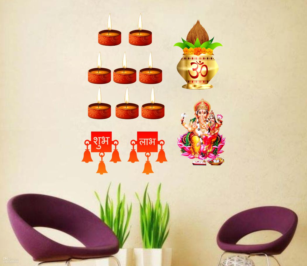 Homexa Decor | Diwali Festival Design Wall Sticker (Size 58 x 52 cm)