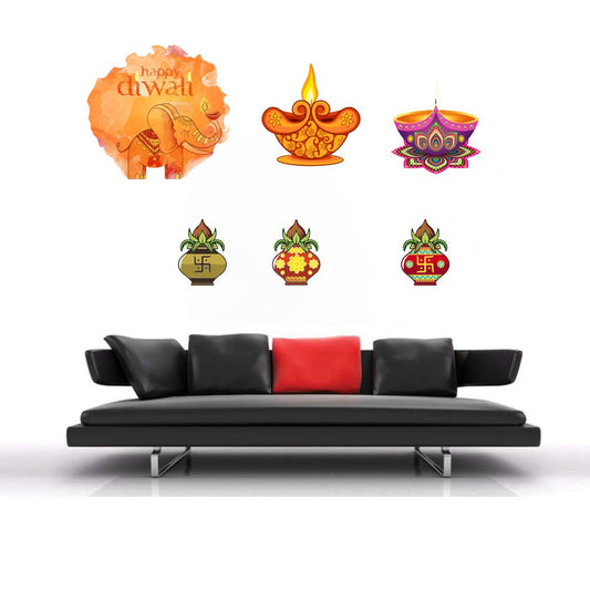 Homexa Decor | Beautiful Festivals Combo Design Wall Sticker (Size 58 x 50 cm)