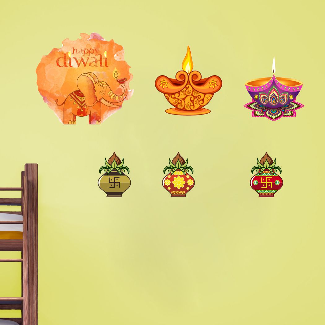 Homexa Decor | Beautiful Festivals Combo Design Wall Sticker (Size 58 x 50 cm)