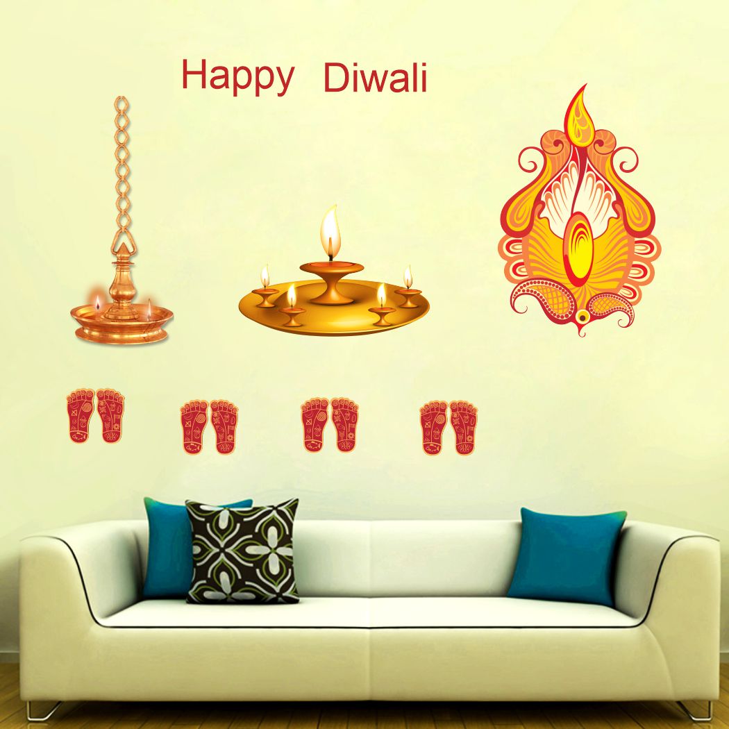 Homexa Decor | Beautiful Festivals Combo Design Wall Sticker (Size 58 x 58 cm)