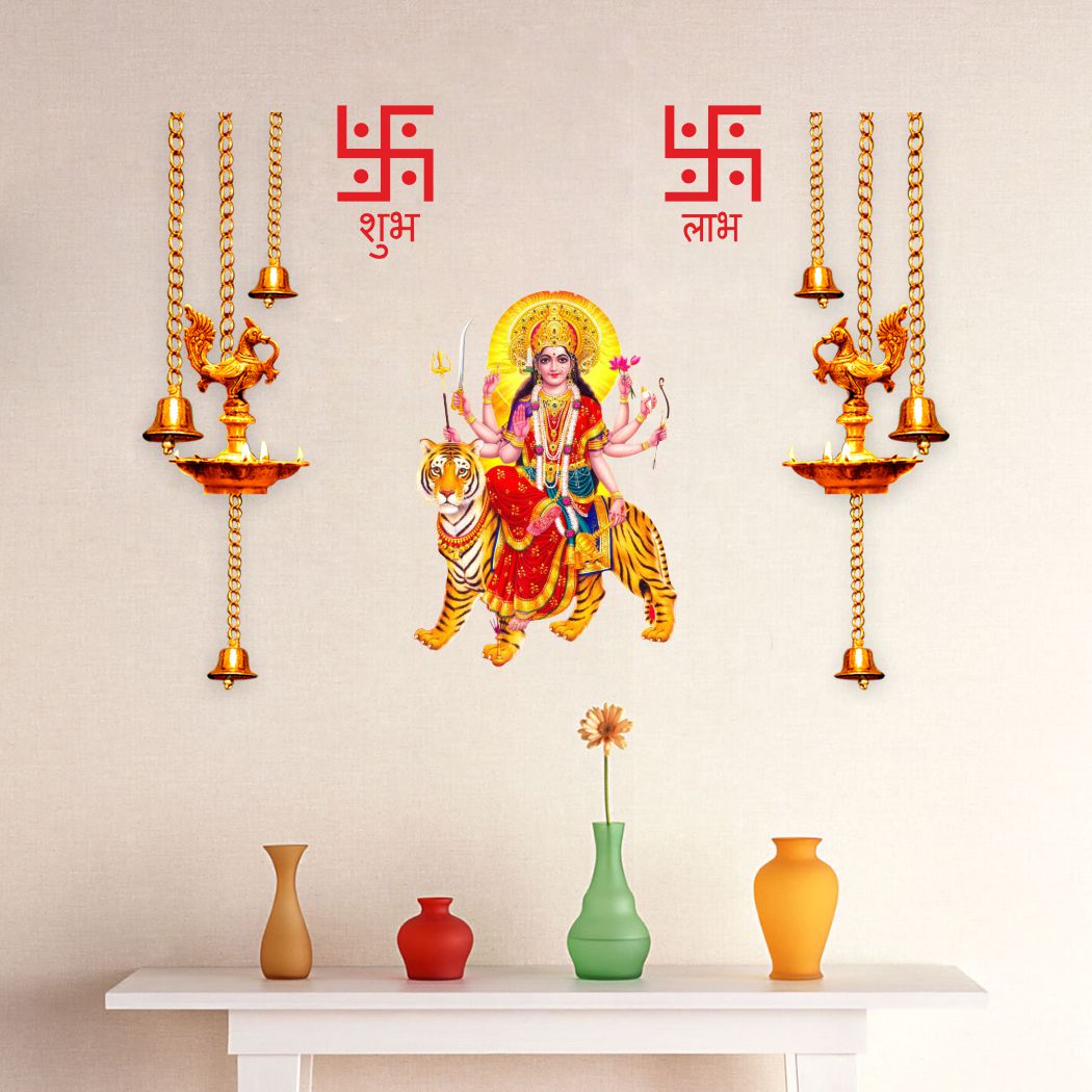 Homexa Decor | Beautiful Deepak Combo ( Happy Diwali ) Design Wall Sticker (Size 8 x 12 cm)