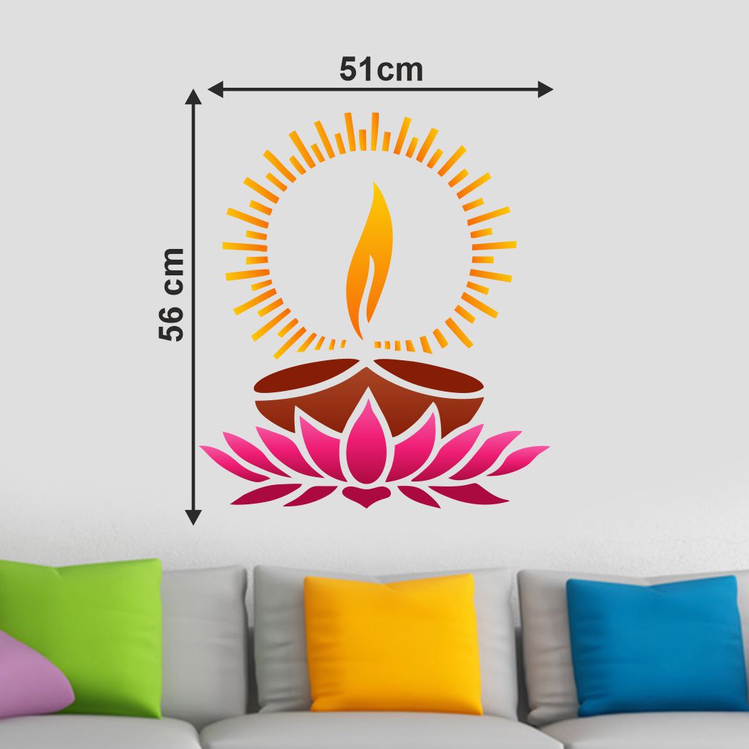 Homexa Decor | Beautiful Deepak Design Wall Sticker (Size 51 x 56 cm)