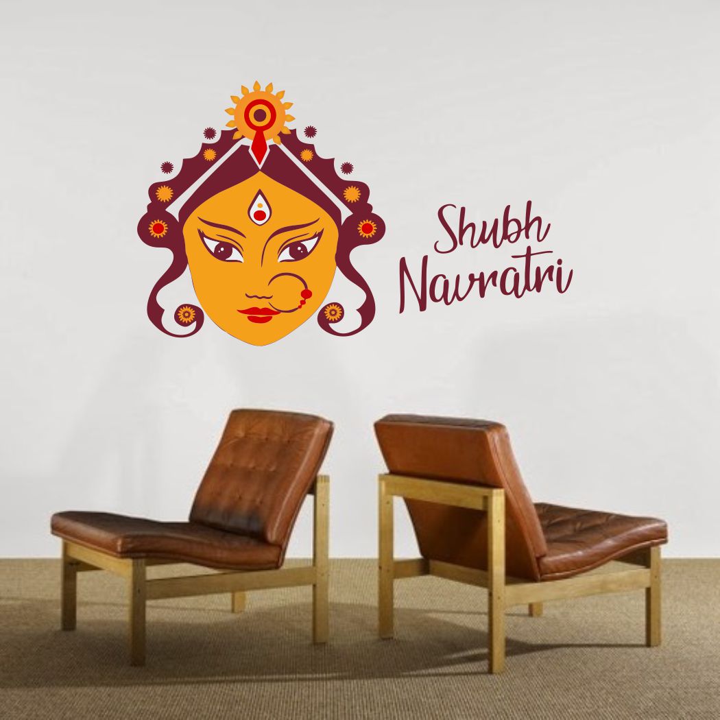 Homexa Decor | Shubh Navratri Design Wall Sticker (Size 71 x 47 cm)