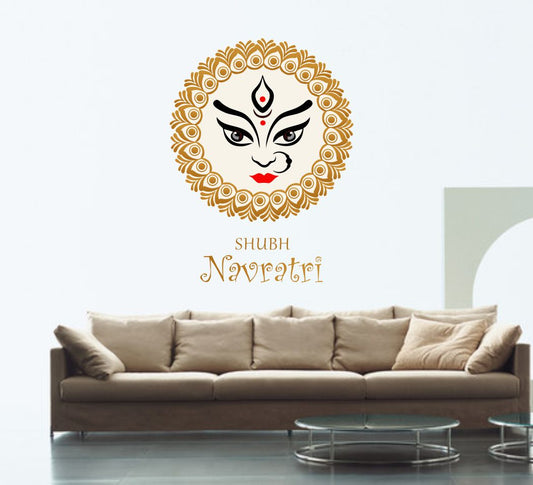 Homexa Decor | Shubh Navratri Design Wall Sticker (Size 44 x 58 cm)