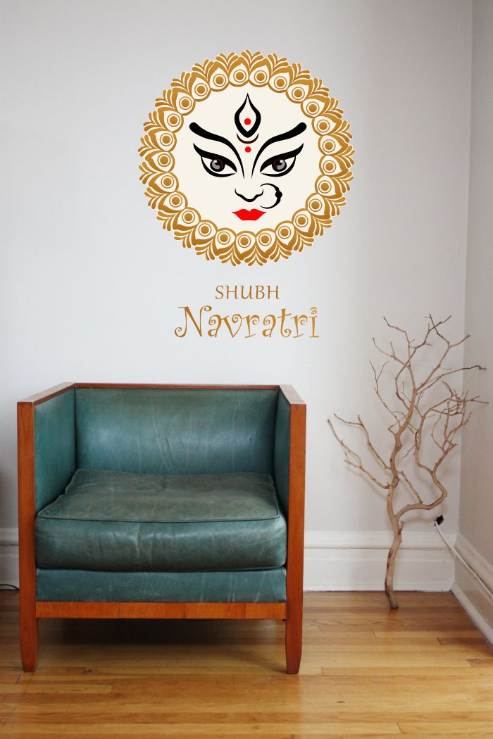 Homexa Decor | Shubh Navratri Design Wall Sticker (Size 44 x 58 cm)