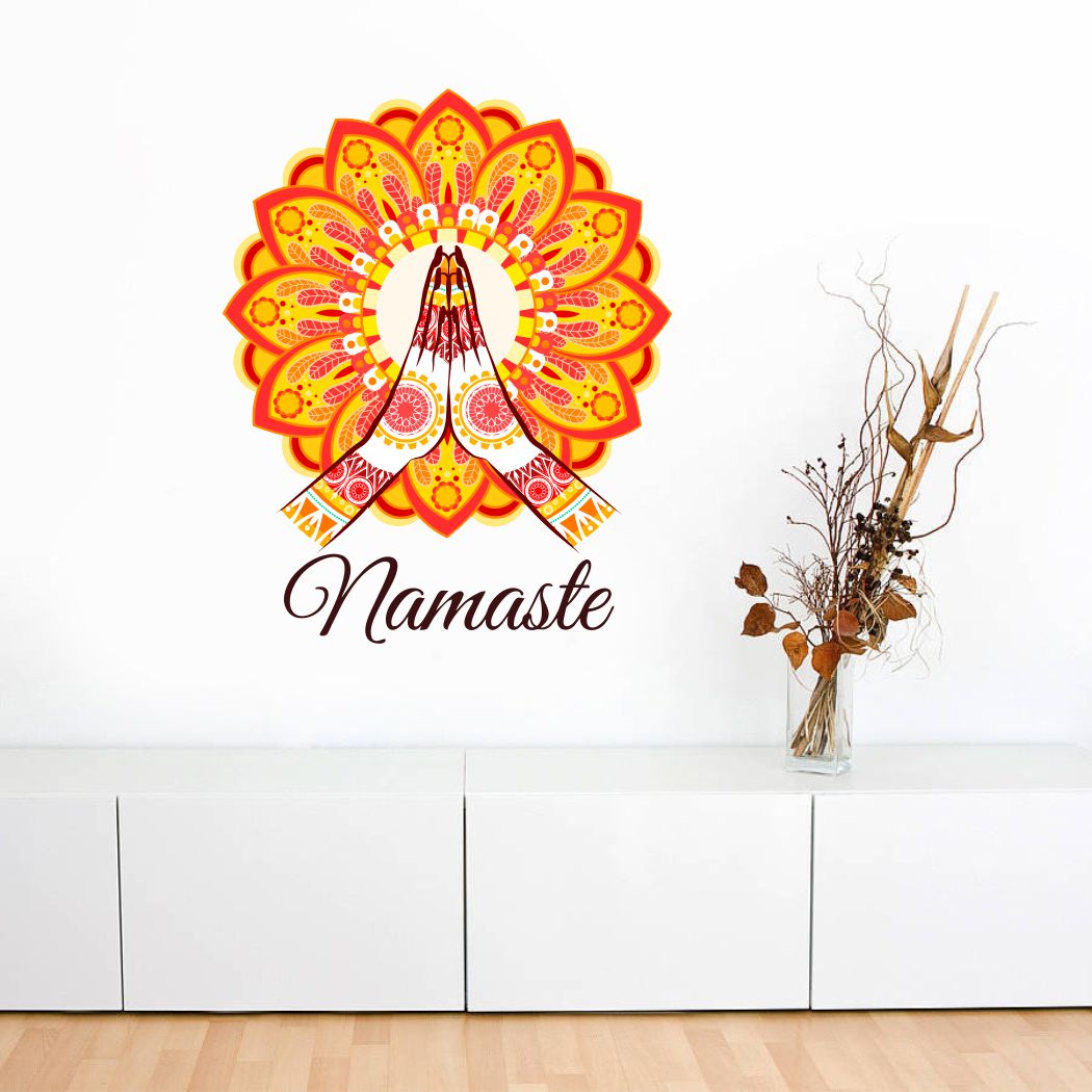 Homexa Decor | Rangoli With Namaste Design Wall Sticker (Size 44 x 56 cm)