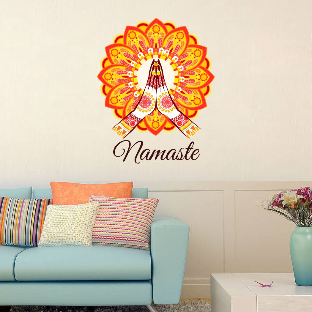 Homexa Decor | Rangoli With Namaste Design Wall Sticker (Size 44 x 56 cm)