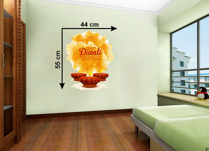 Homexa Decor | Beautiful Happy Diwali Festivals Design Wall Sticker (Size 44 x 55 cm)