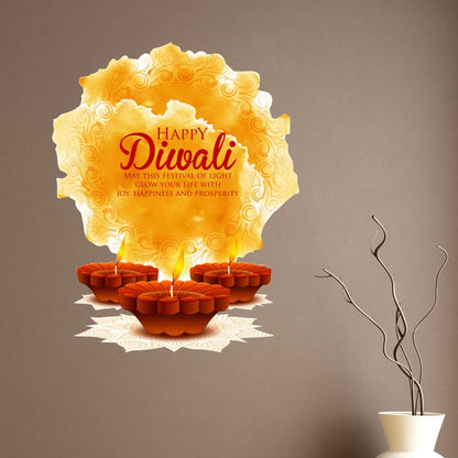 Homexa Decor | Beautiful Happy Diwali Festivals Design Wall Sticker (Size 44 x 55 cm)