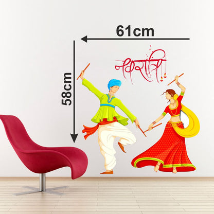 Homexa Decor | Shubh Navratri Design Wall Sticker (Size 61 x 58 cm)