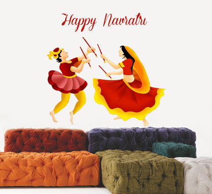 Homexa Decor | Shubh Navratri Design Wall Sticker (Size 56 x 48 cm)