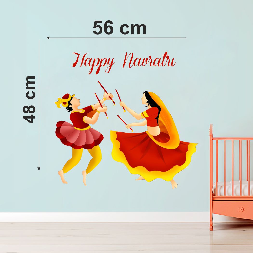 Homexa Decor | Shubh Navratri Design Wall Sticker (Size 56 x 48 cm)