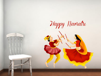 Homexa Decor | Shubh Navratri Design Wall Sticker (Size 56 x 48 cm)