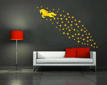 Homexa Decor | Beautiful Unicorn Stars Design Wall Sticker (Size 156 x 110 cm)