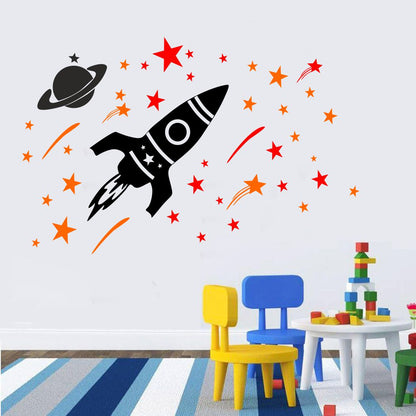 Homexa Decor | Shiprocket-Planet-Stars Design Wall Sticker (Size 104 x 67 cm)