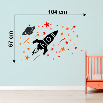 Homexa Decor | Shiprocket-Planet-Stars Design Wall Sticker (Size 104 x 67 cm)