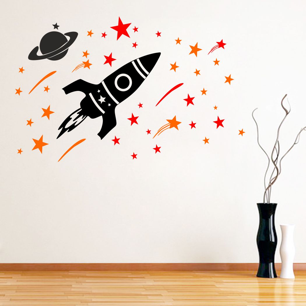 Homexa Decor | Shiprocket-Planet-Stars Design Wall Sticker (Size 104 x 67 cm)