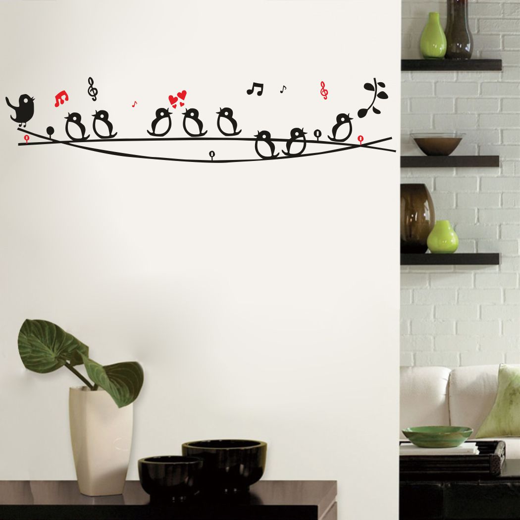 Homexa Decor | Singing Birds Design Wall Sticker (Size 89 x 19 cm)