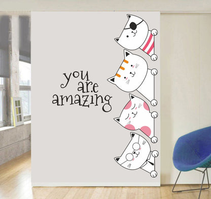 Homexa Decor | Beautiful Four Baby Cat Design Wall Sticker (Size 59 x 91 cm)