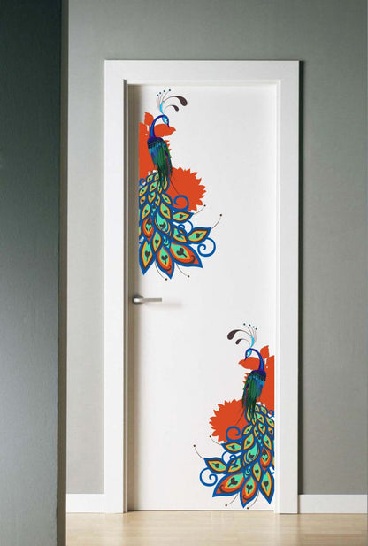 Homexa Decor | Beautiful Peacock Design Door Sticker (Size 54 x 58 cm)