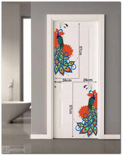 Homexa Decor | Beautiful Peacock Design Door Sticker (Size 54 x 58 cm)