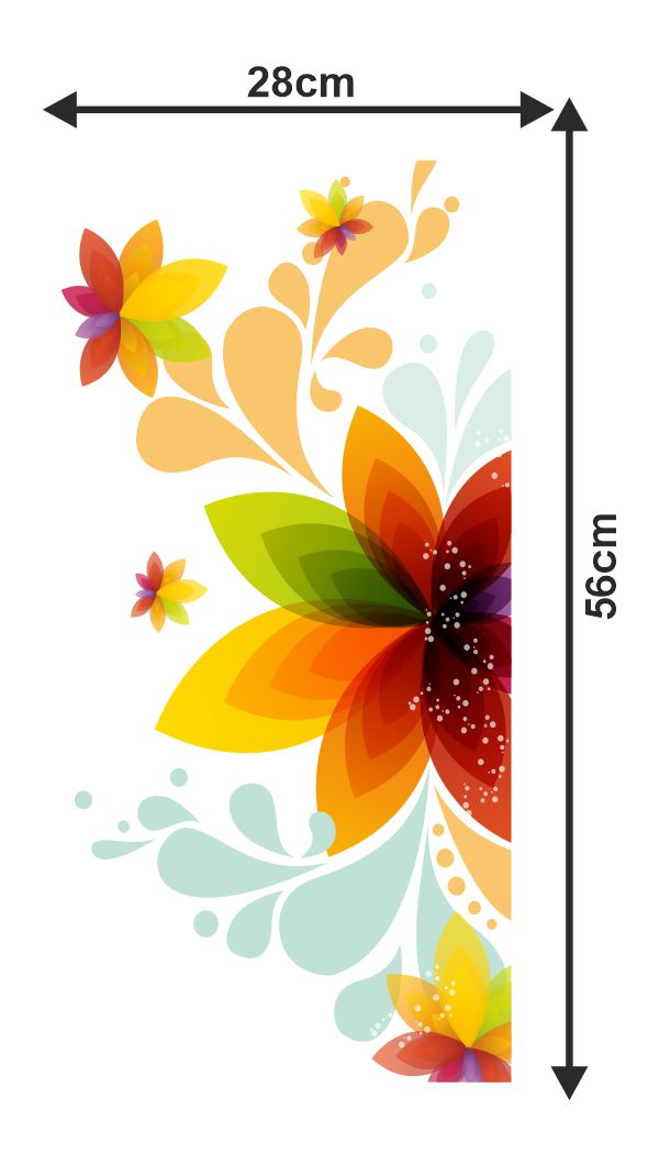 Homexa Decor | Beautiful Flower Combo Design Door Sticker (Size 28 x 56 cm)