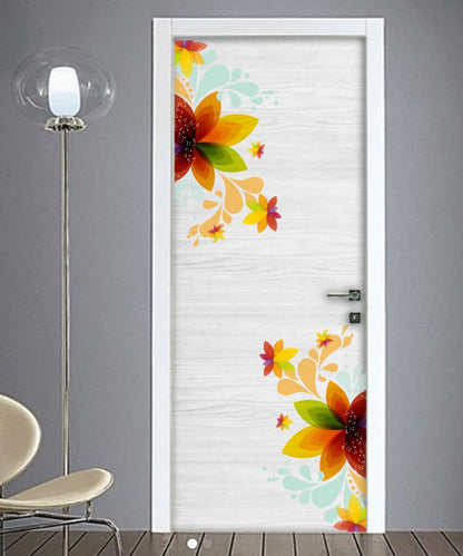 Homexa Decor | Beautiful Flower Combo Design Door Sticker (Size 28 x 56 cm)