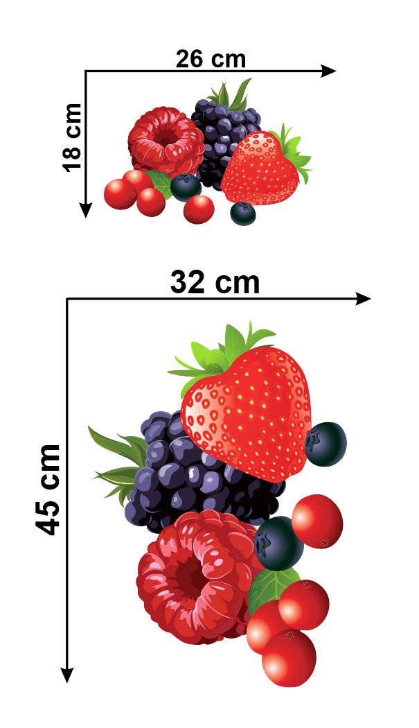 Homexa Decor | Strawberry and Other Fruit Design Fridge Sticker (Size 58 x 34 cm)