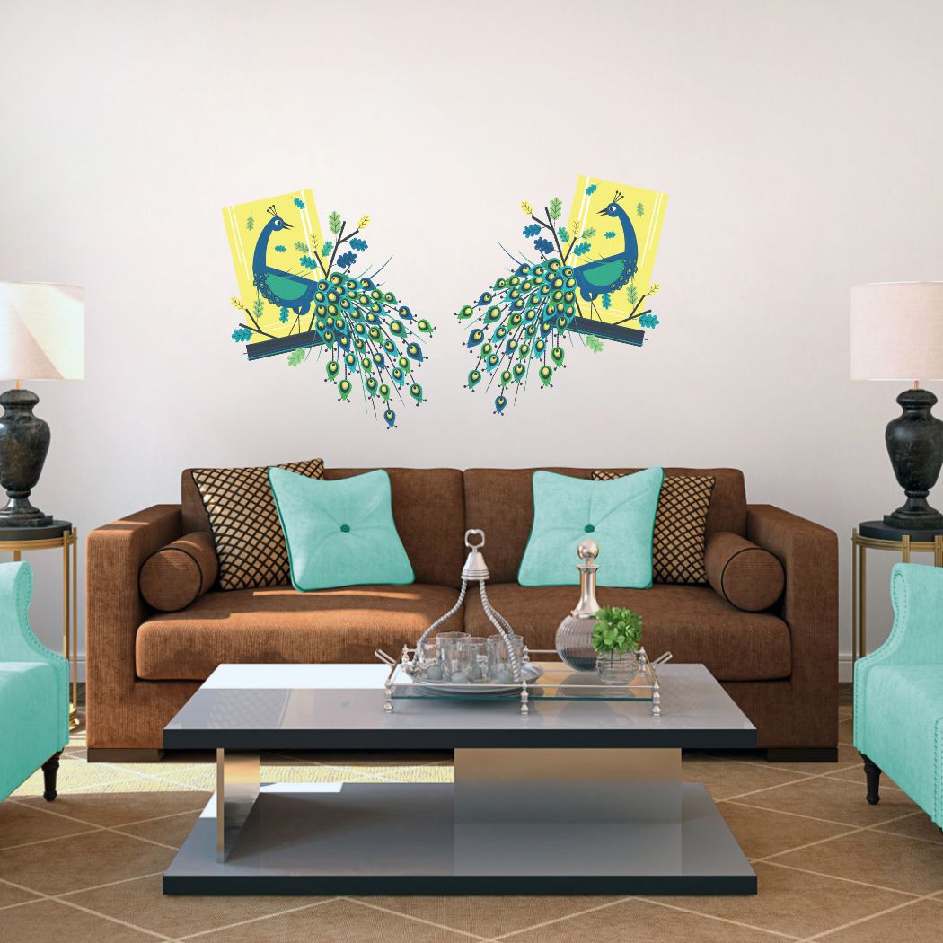 Homexa Decor | Beautiful Peacock Combo Design Wall Sticker (Size 30 x 32 cm)