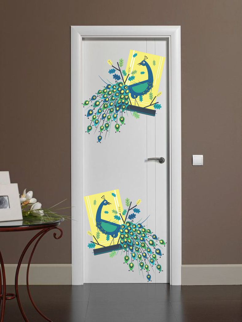 Homexa Decor | Beautiful Peacock Combo Design Wall Sticker (Size 30 x 32 cm)