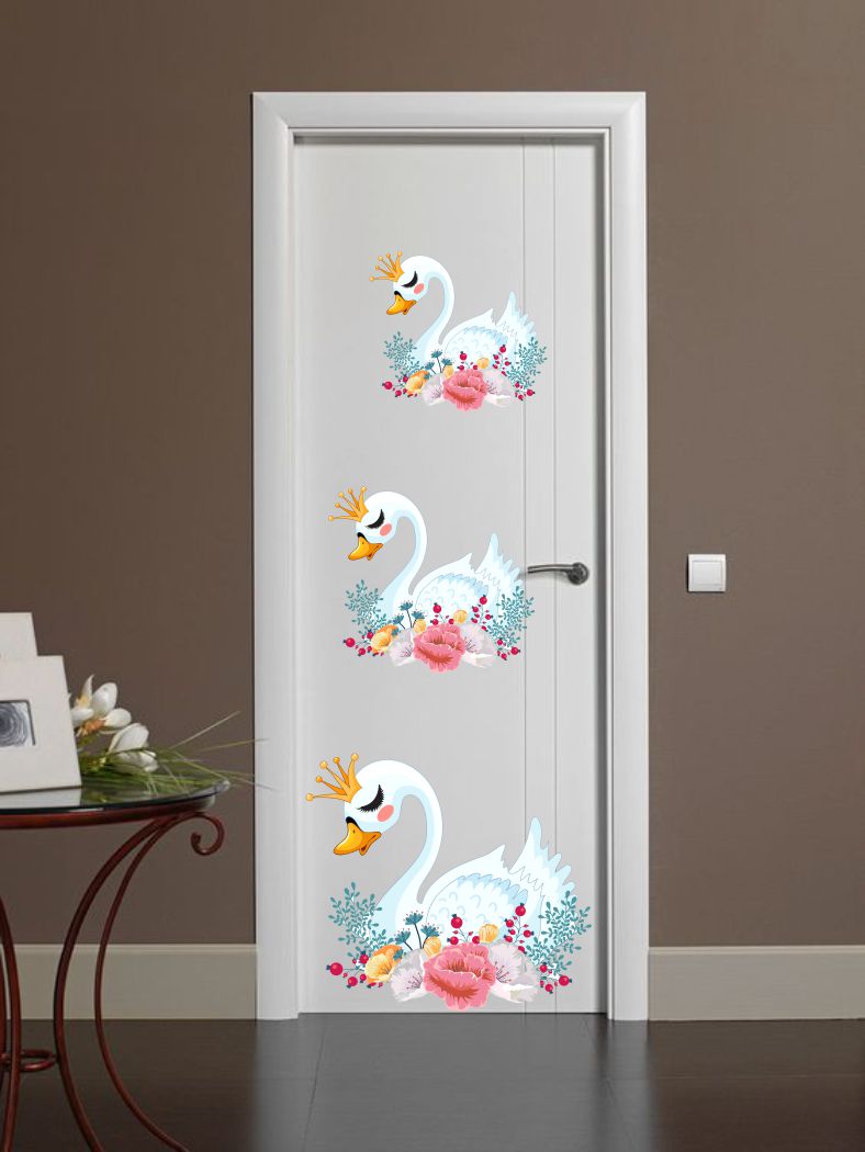 Homexa Decor | Beautiful Peacock Combo Design Fridge/Door  Sticker (Size 58 x 43 cm)