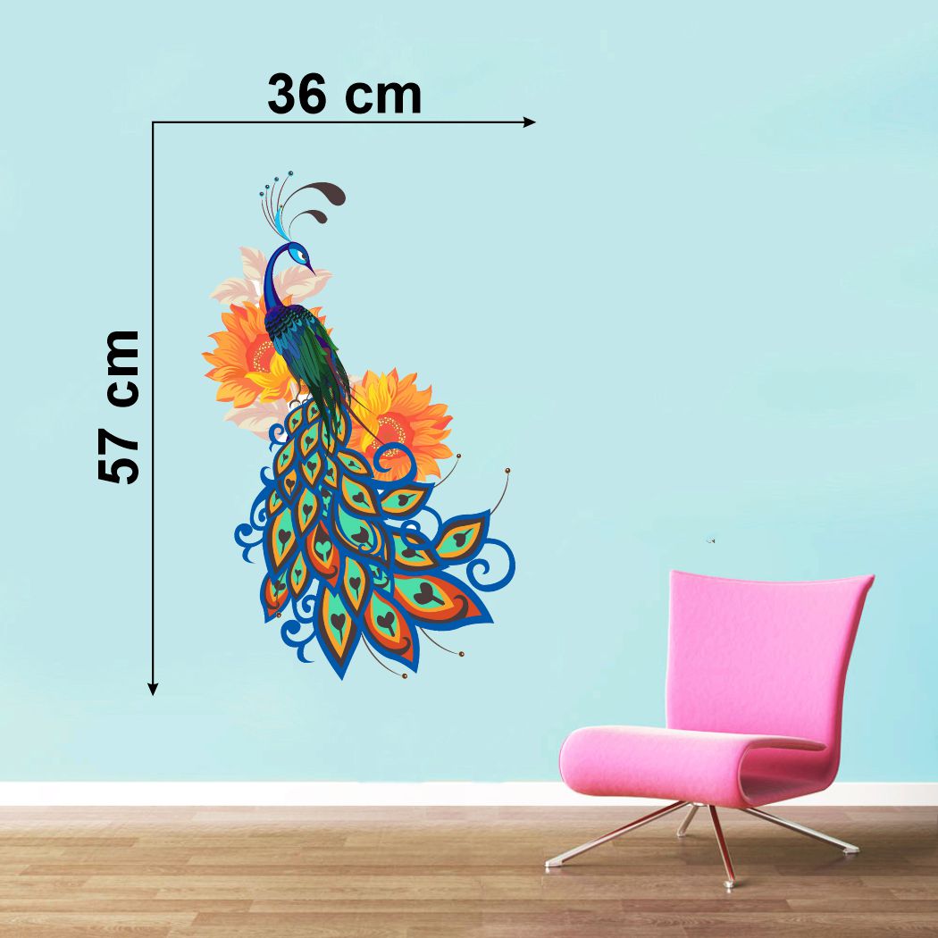 Homexa Decor | Beautiful Peacock Design Wall Sticker (Size 36 x 57 cm)