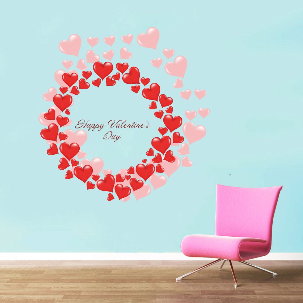 Homexa Decor | Happy Valentine Day Design Wall Sticker (Size 58 x 60 cm)