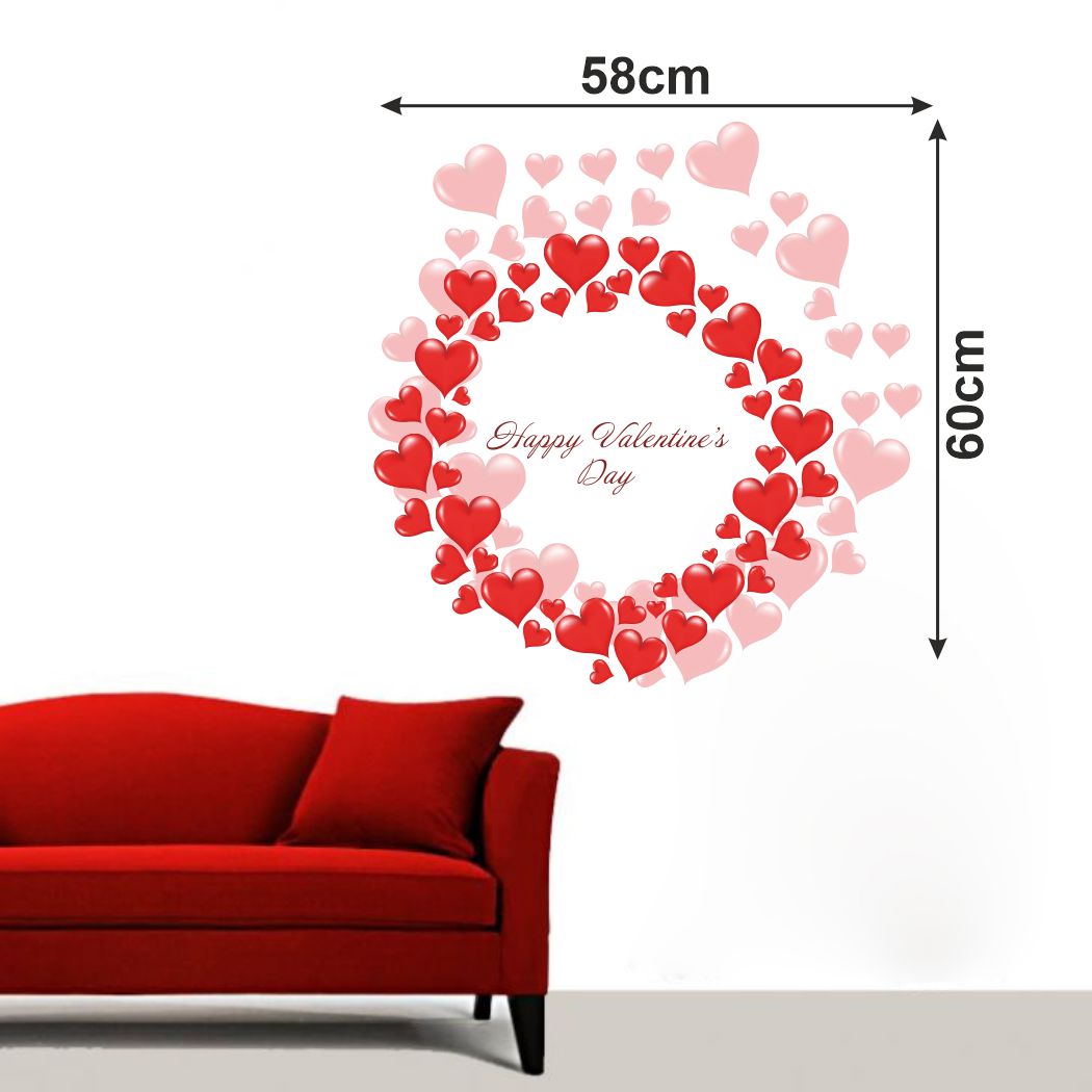 Homexa Decor | Happy Valentine Day Design Wall Sticker (Size 58 x 60 cm)