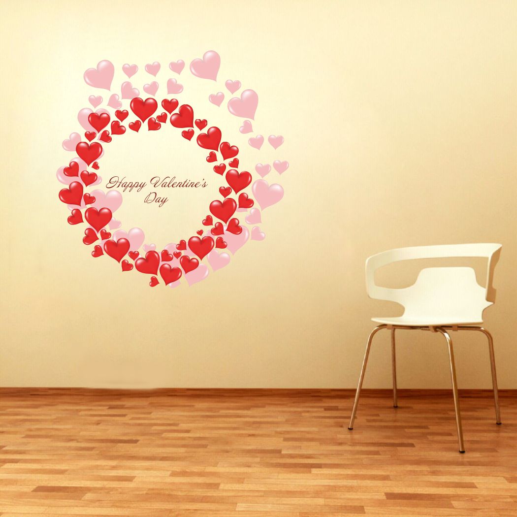 Homexa Decor | Happy Valentine Day Design Wall Sticker (Size 58 x 60 cm)