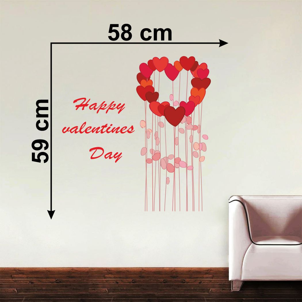 Homexa Decor | Happy Valentine Day Design Wall Sticker (Size 58 x 59 cm)