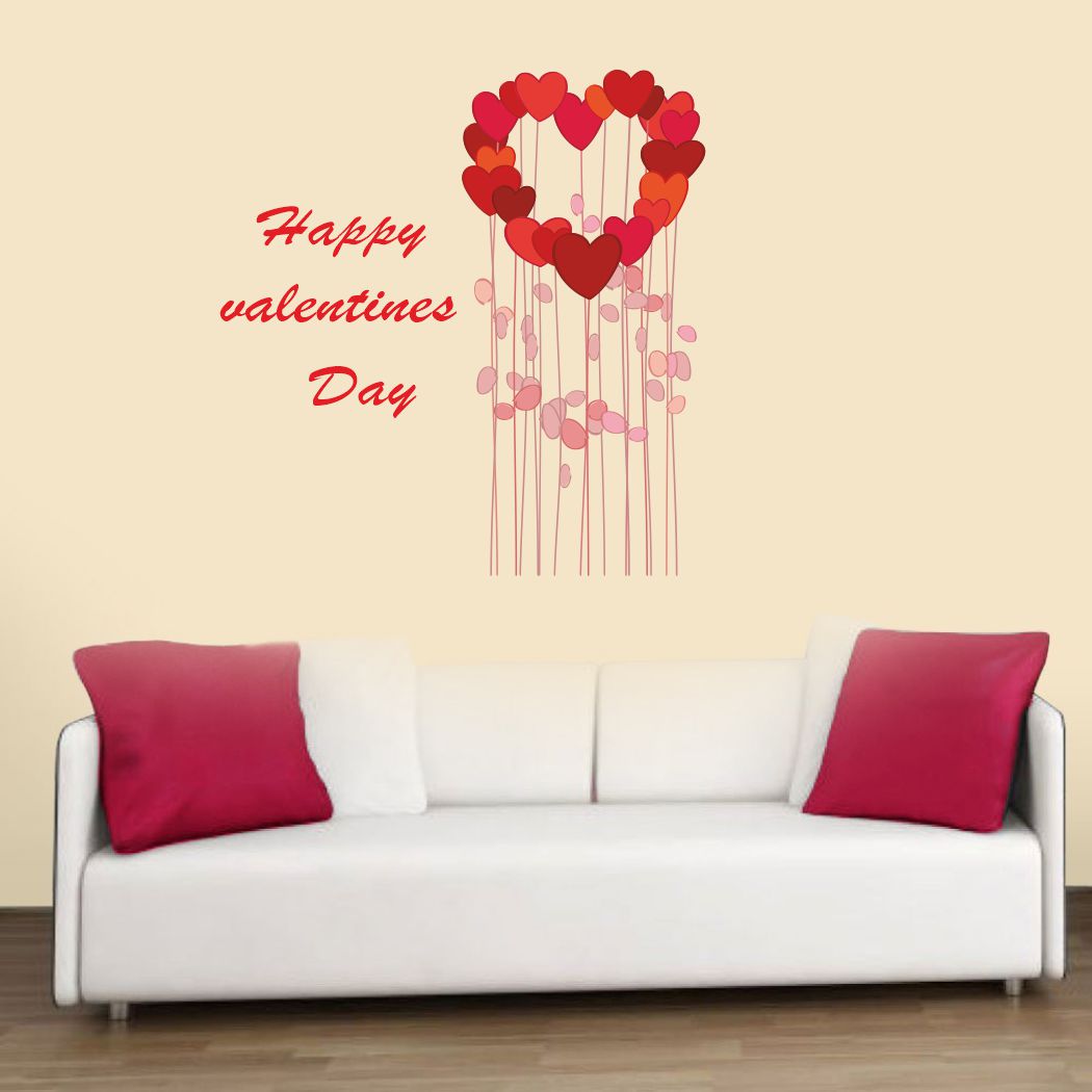 Homexa Decor | Happy Valentine Day Design Wall Sticker (Size 58 x 59 cm)