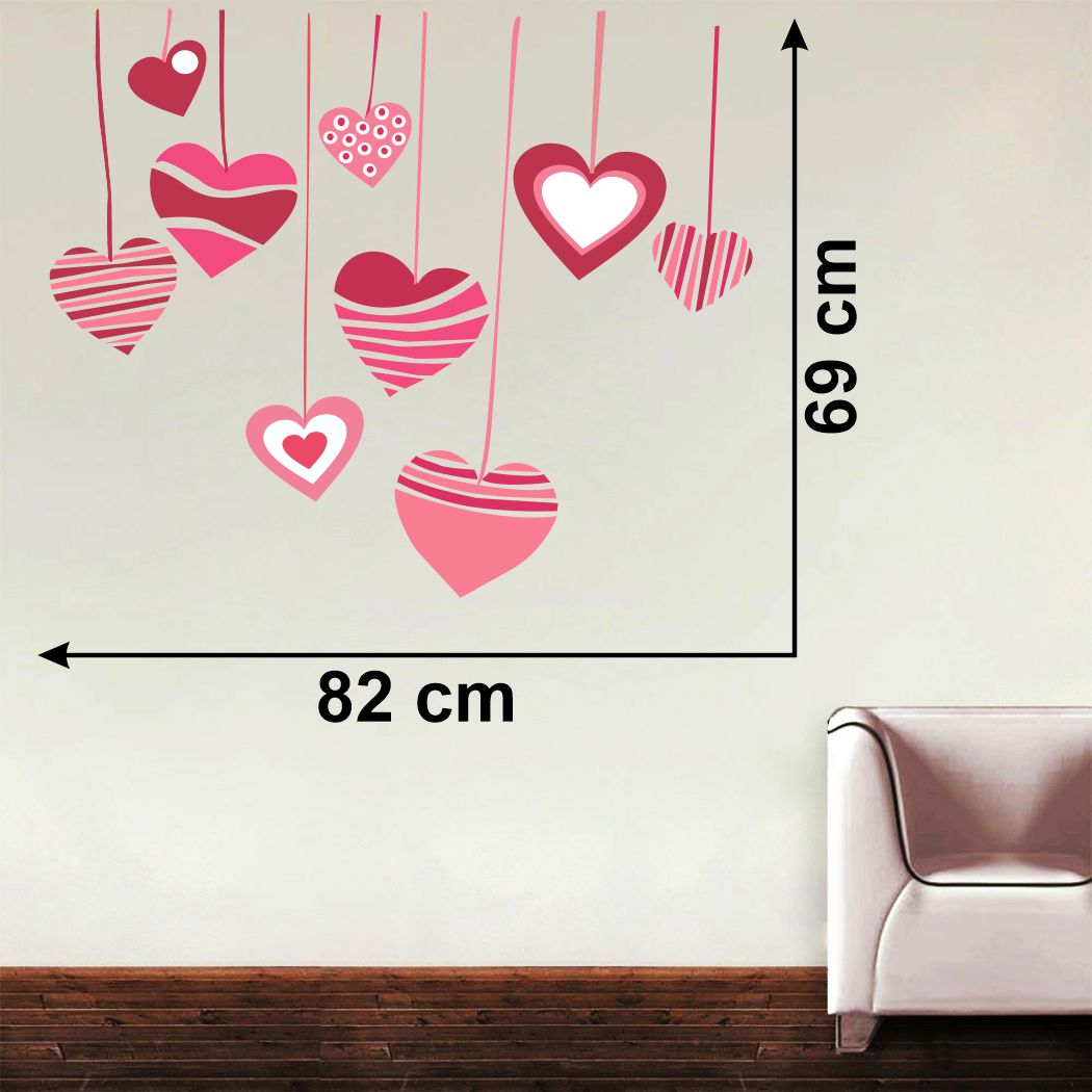 Homexa Decor | Hanging Heart Design Wall Sticker (Size 82 x 69 cm)