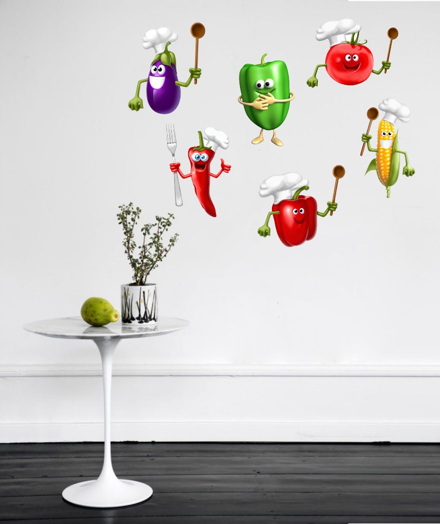 Homexa Decor | Happy Vegitable Design Kitchen Sticker (Size 70 x 52 cm)