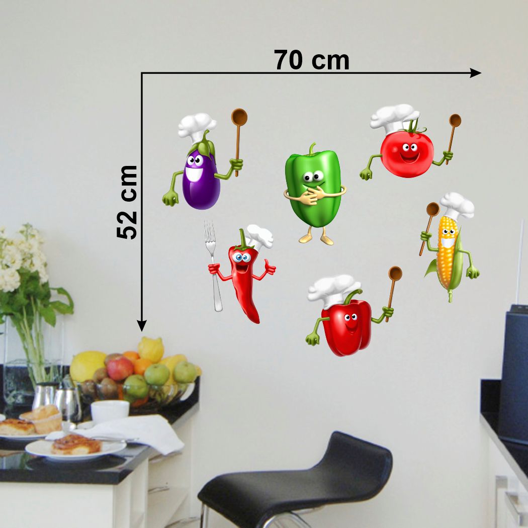 Homexa Decor | Happy Vegitable Design Kitchen Sticker (Size 70 x 52 cm)