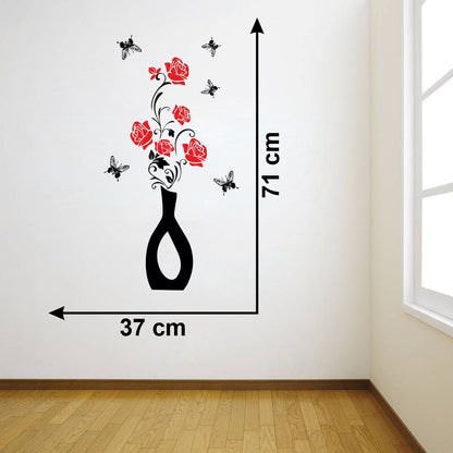 Homexa Decor | Beautiful Flower Pot Design Wall Sticker (Size 37 x 71 cm)