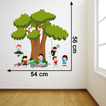 Homexa Decor | Tree and Playing Kids Design Wall Sticker (Size 54 x 56 cm)