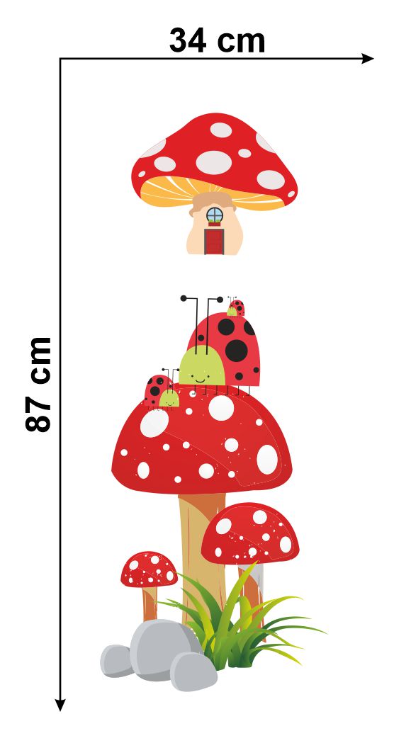 Homexa Decor | Mushroom Design Fridge Sticker (Size 34 x 87 cm)