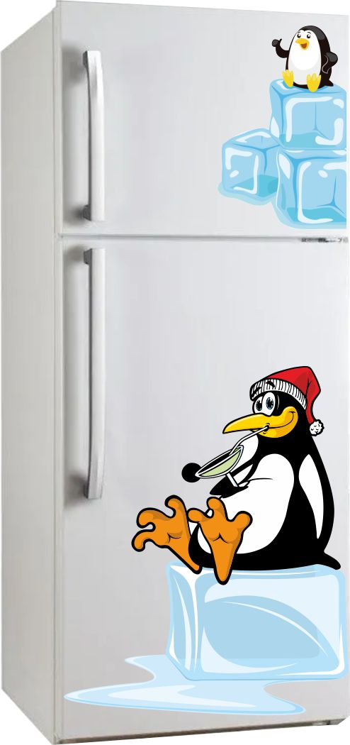 Homexa Decor | Penguin and Ice Design Fridge Sticker (Size 46 x 108 cm)