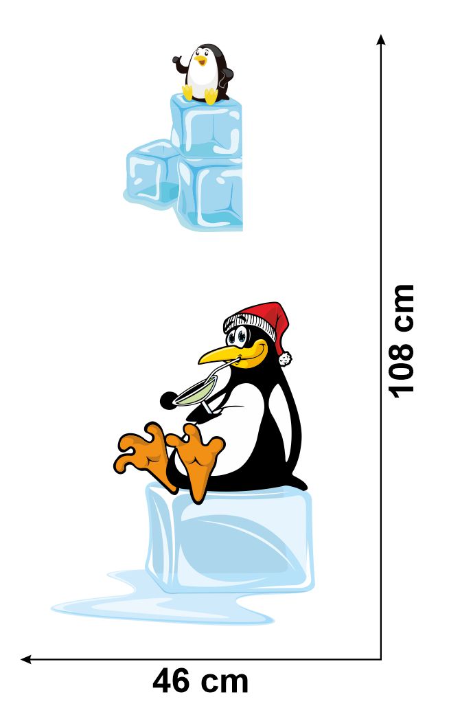 Homexa Decor | Penguin and Ice Design Fridge Sticker (Size 46 x 108 cm)