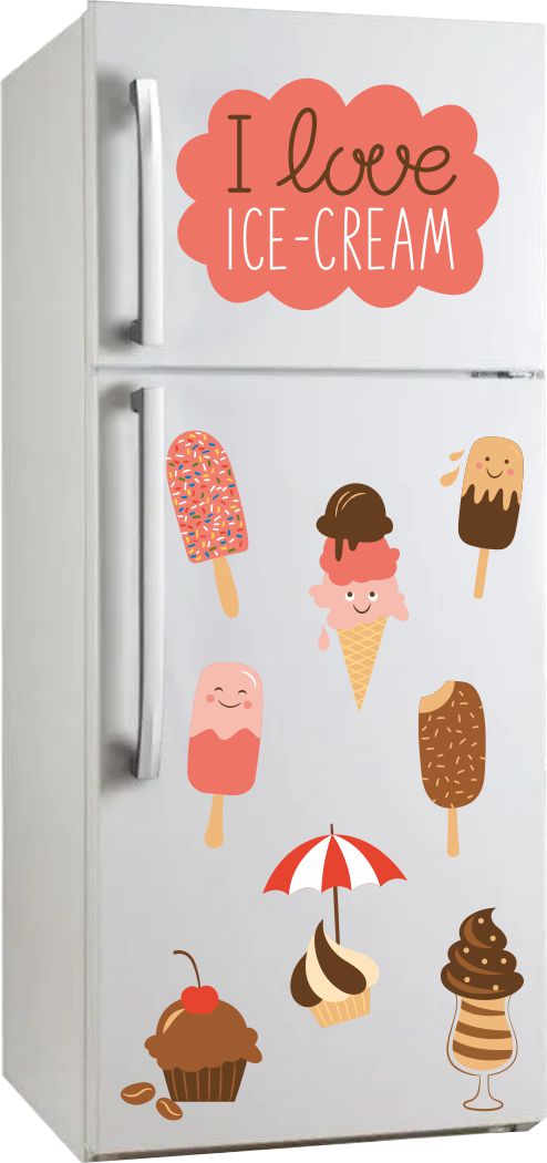 Homexa Decor | Ice Cream Design Fridge Sticker (Size 41 x 106 cm)