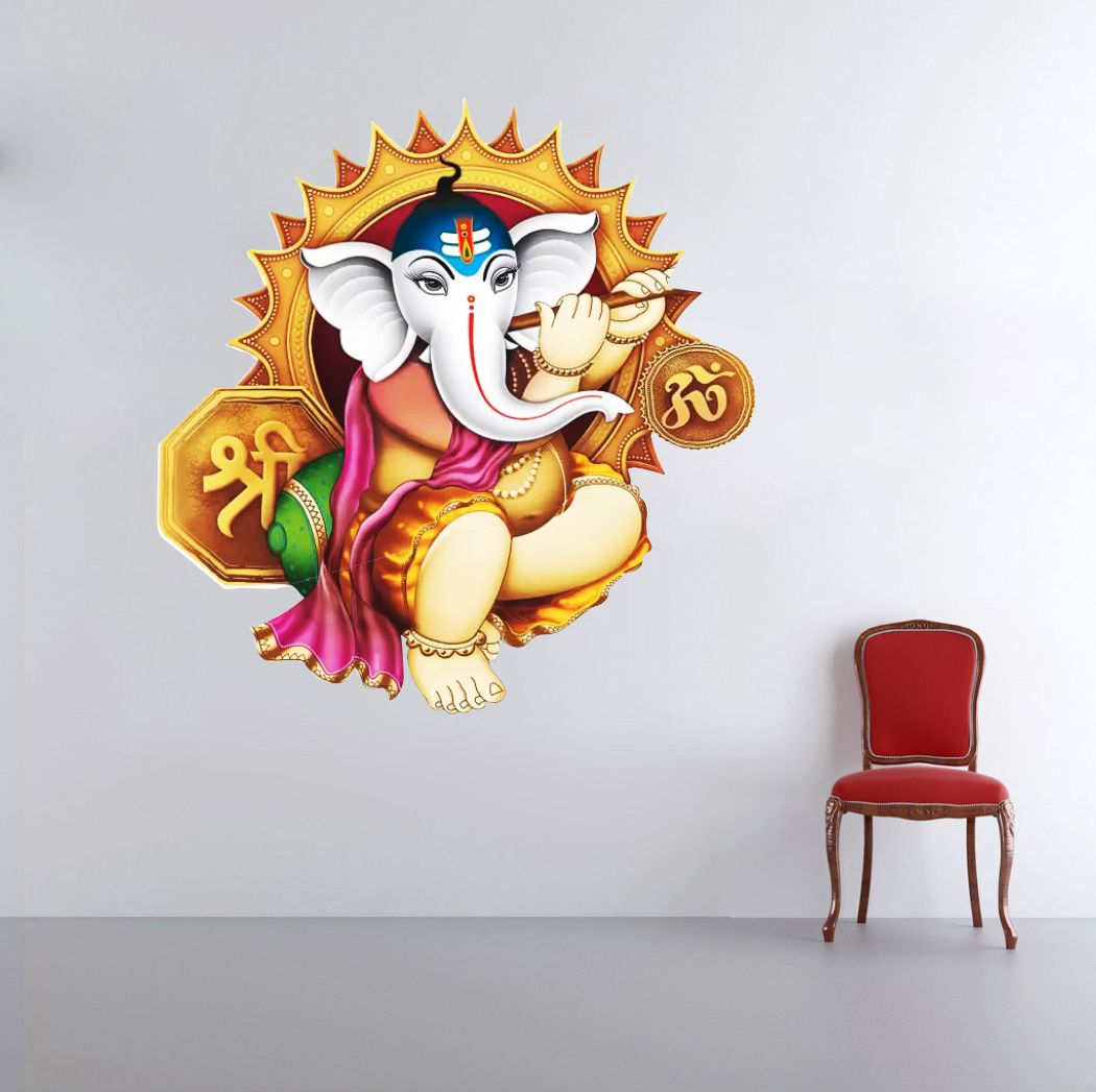 Homexa Decor | Shree Lord Ganesh Ganpati ji Wall Sticker (Size 54 x 55 cm)